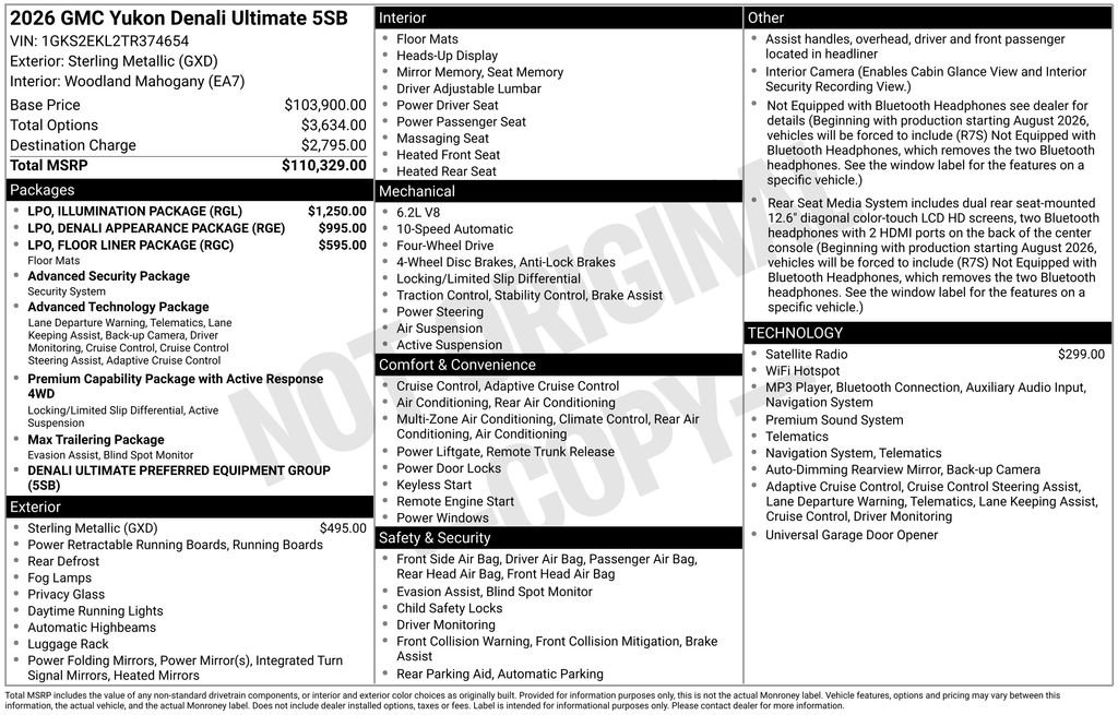 Used 2026 GMC Yukon Denali Ultimate w/ LPO, Illumination Package AWD/4WD image 6