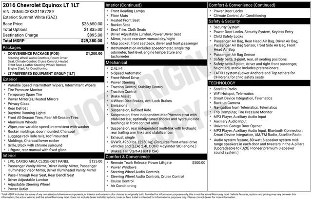 Used 2016 Chevrolet Equinox LT w/ Convenience Package FWD image 14