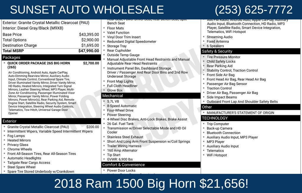 Used 2018 RAM 1500 Big Horn AWD/4WD image 90