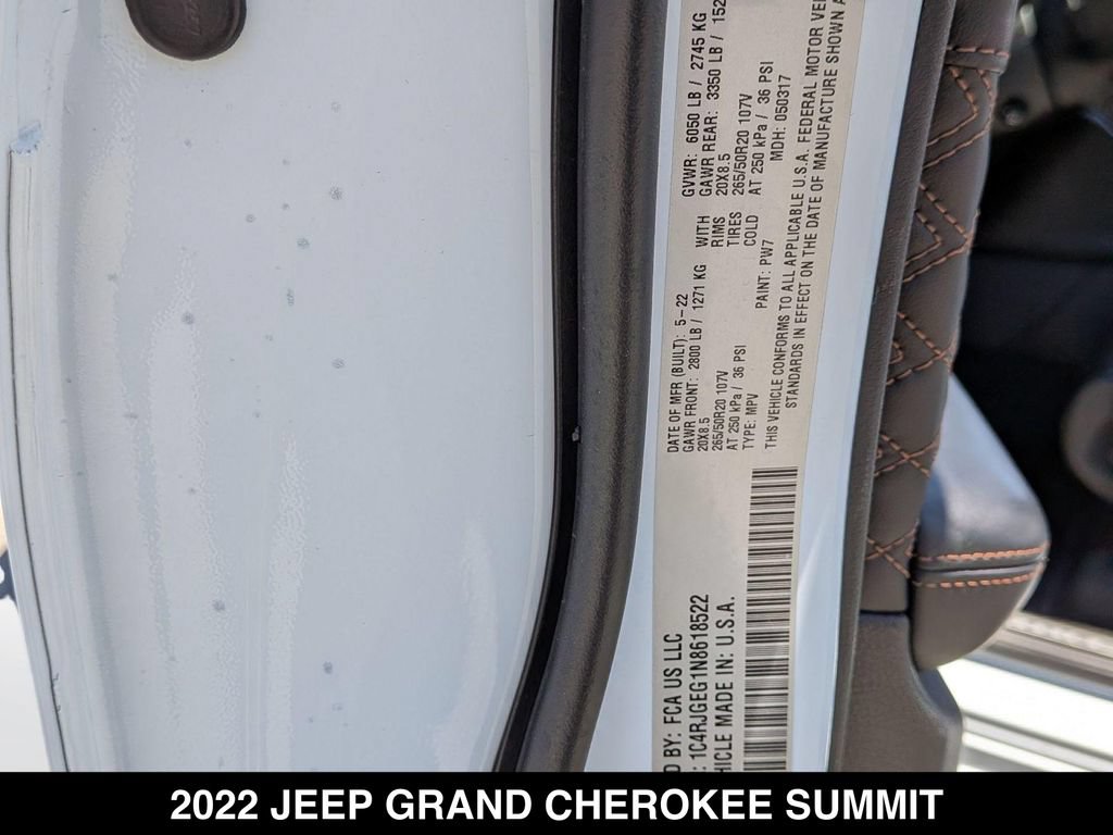 Certified 2022 Jeep Grand Cherokee Summit w/ Luxury Tech Group V RWD image 26
