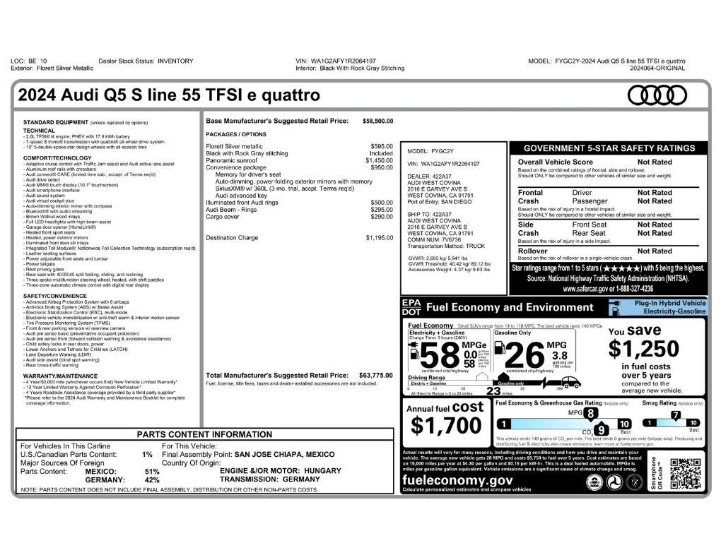 Used 2024 Audi Q5 e Premium w/ Convenience Package AWD/4WD image 2