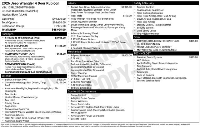 New 2026 Jeep Wrangler Unlimited Rubicon w/ Xtreme 35 Tire Package image 5