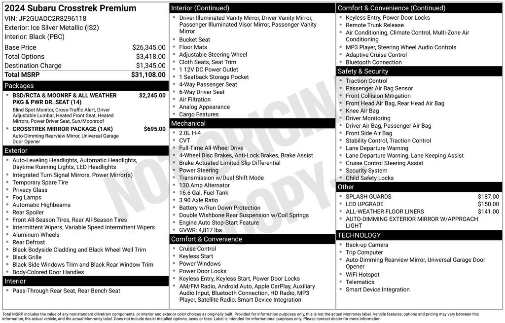 Certified 2024 Subaru Crosstrek 2.0i Premium image 8