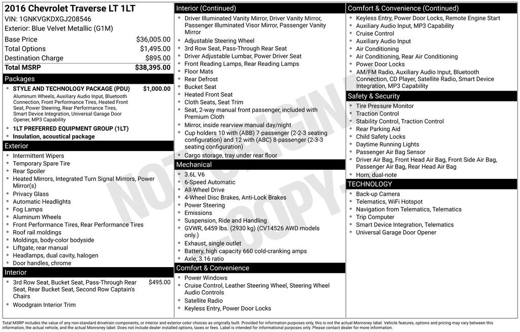 Used 2016 Chevrolet Traverse LT w/ Style and Technology Package AWD/4WD image 12