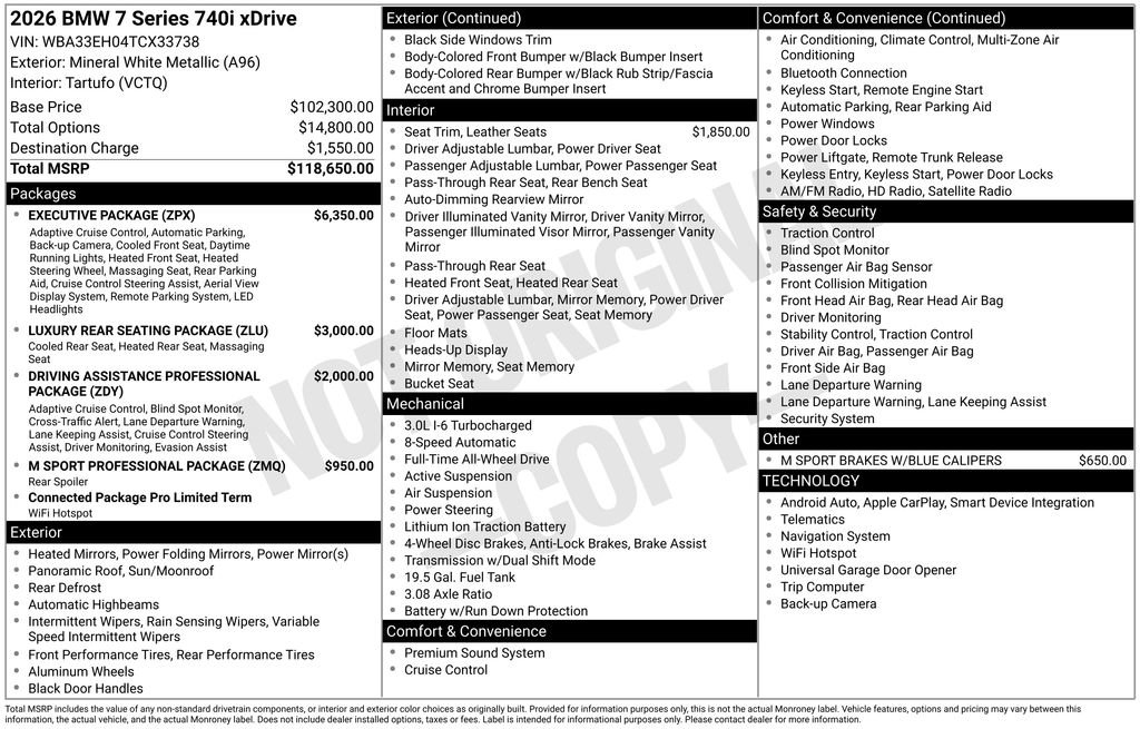 New 2026 BMW 740i xDrive w/ Executive Package image 2