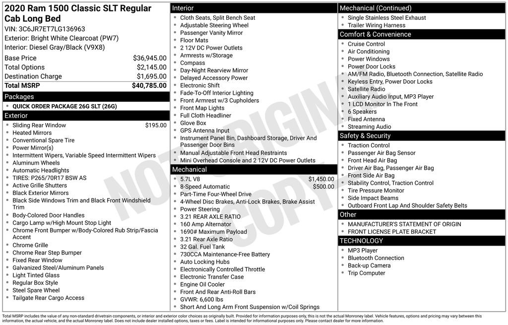 Used 2020 RAM 1500 Classic SLT image 17