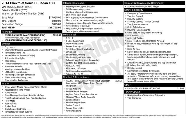 Used 2014 Chevrolet Sonic LT w/ Wheels and Fog Lamp Package image 31