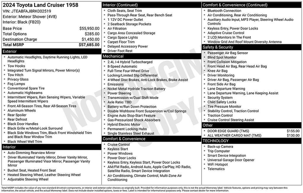 Used 2024 Toyota Land Cruiser 1958 AWD/4WD image 36