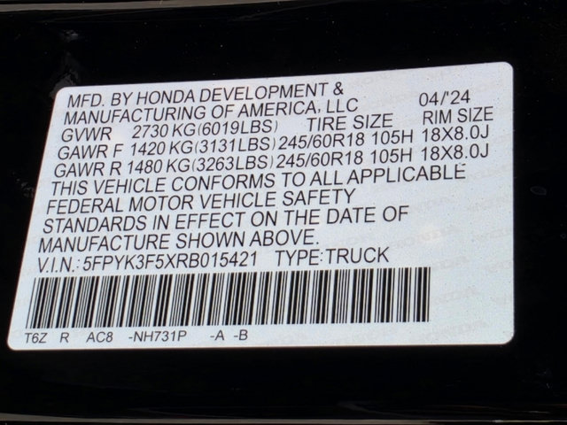 Used 2024 Honda Ridgeline RTL image 33