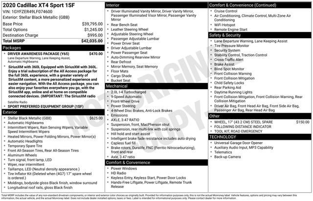 Used 2020 Cadillac XT4 Sport w/ Driver Awareness Package FWD image 32