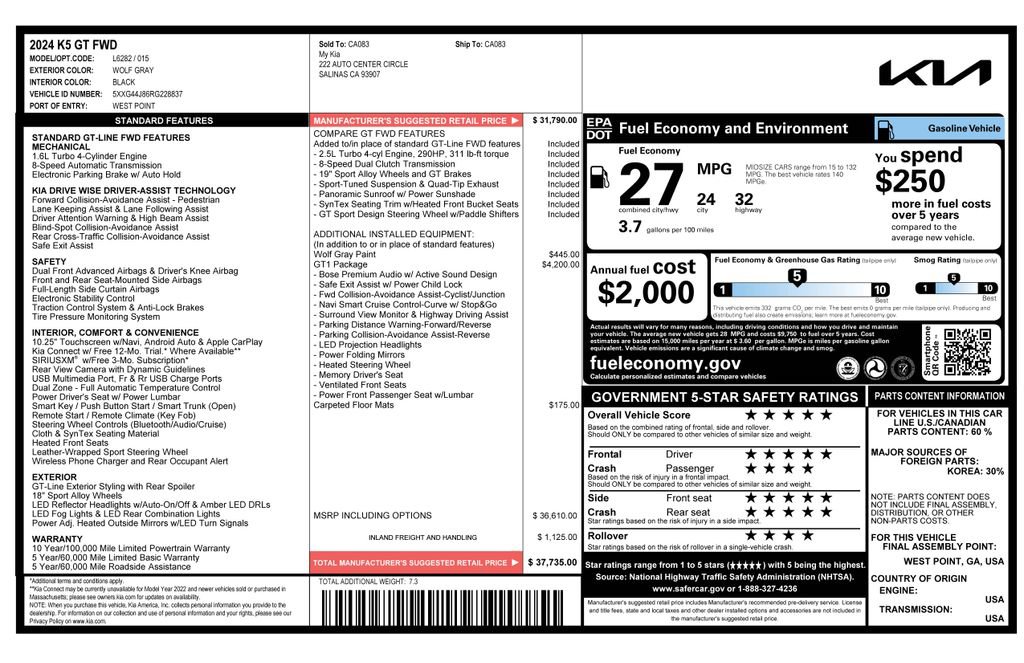 Used 2024 Kia K5 GT w/ GT1 Package image 3