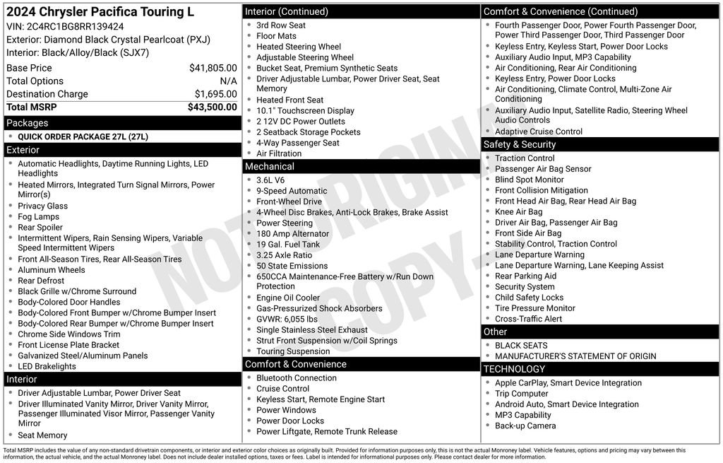 Used 2024 Chrysler Pacifica Touring-L FWD image 2