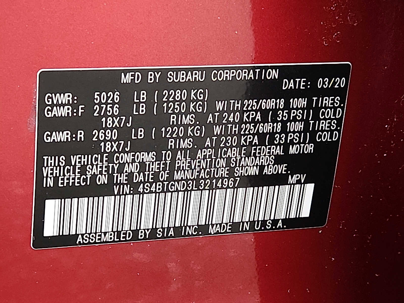 Used 2020 Subaru Outback Limited XT image 27