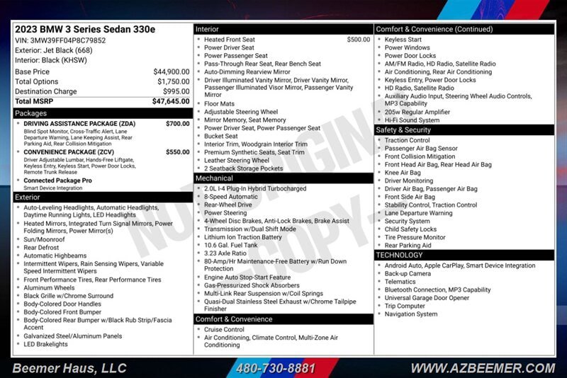 Used 2023 BMW 330e w/ Driving Assistance Package RWD image 3