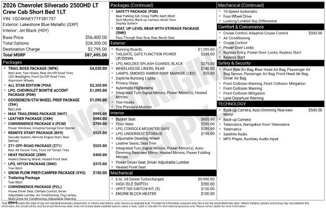 New 2026 Chevrolet Silverado 2500 LT w/ Trail Boss Package AWD/4WD image 4