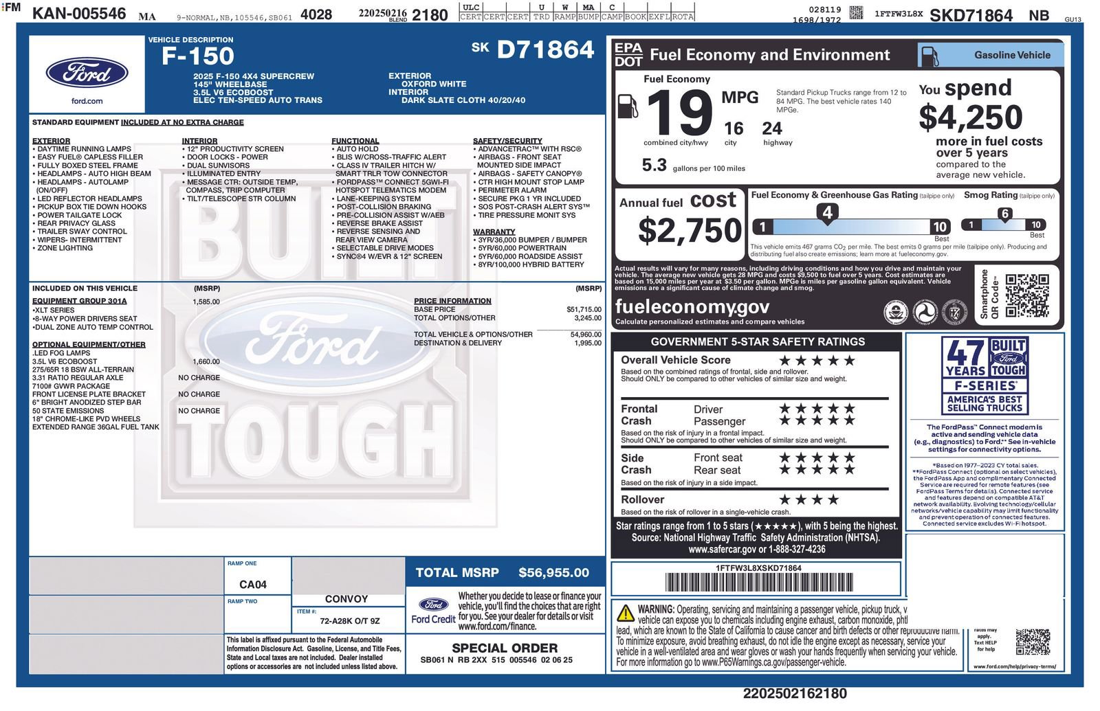 Used 2025 Ford F150 XLT w/ Equipment Group 301A Standard image 15