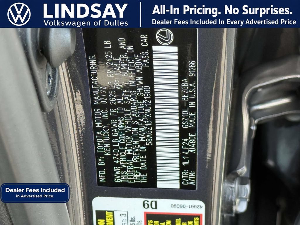 Used 2022 Lexus ES 350 F Sport w/ Accessory Package 2 FWD image 28