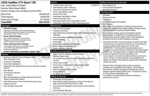 New 2026 Cadillac CT4 Sport RWD image 29