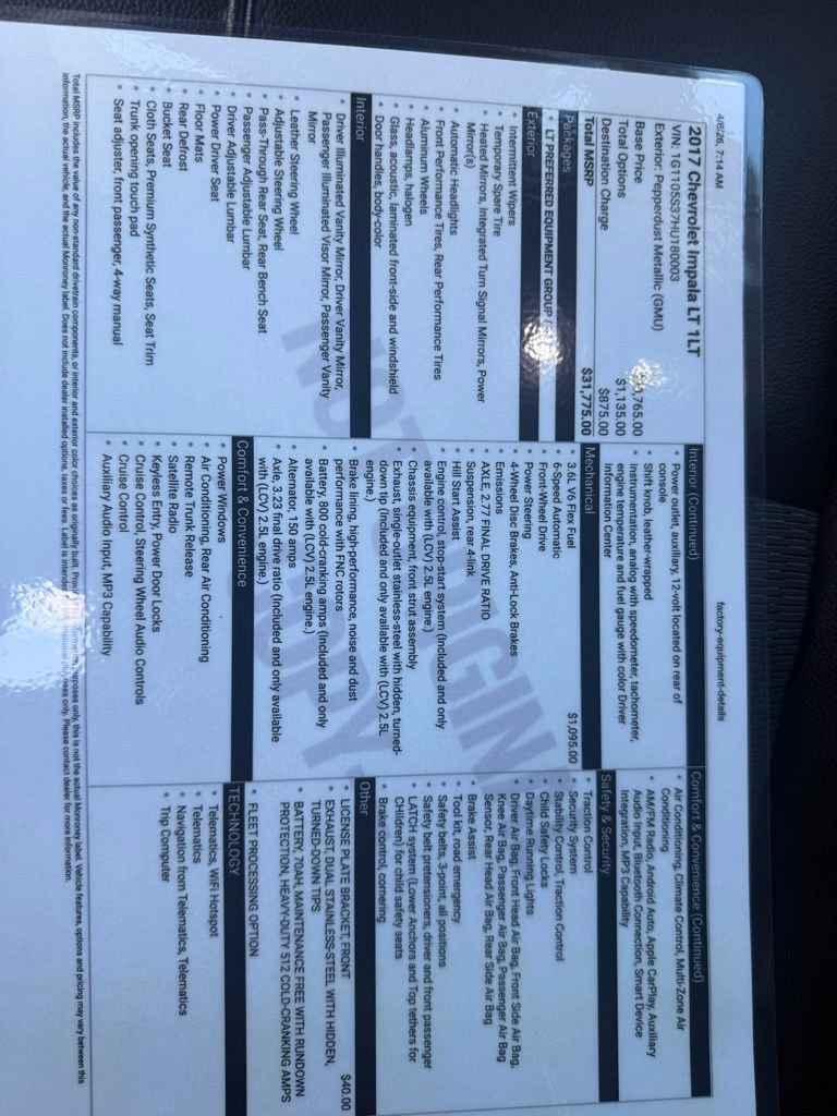 Used 2017 Chevrolet Impala LT FWD image 77