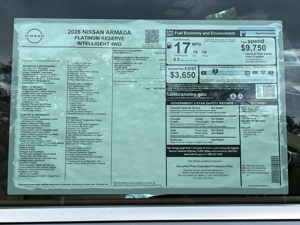 New 2026 Nissan Armada Platinum Reserve AWD/4WD image 2