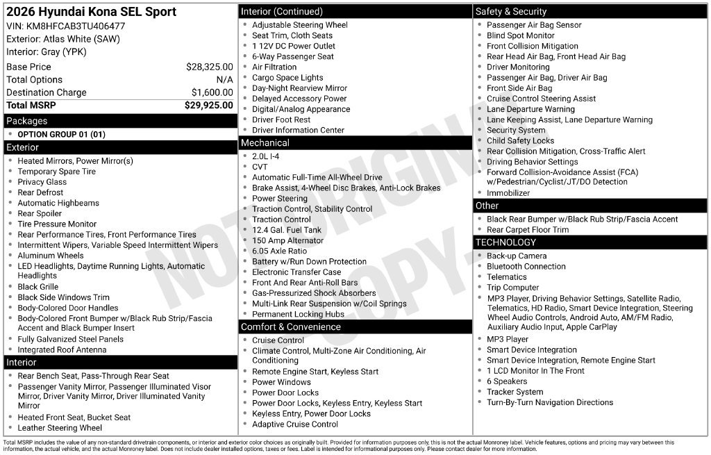 Certified 2026 Hyundai Kona SEL Sport AWD/4WD image 31