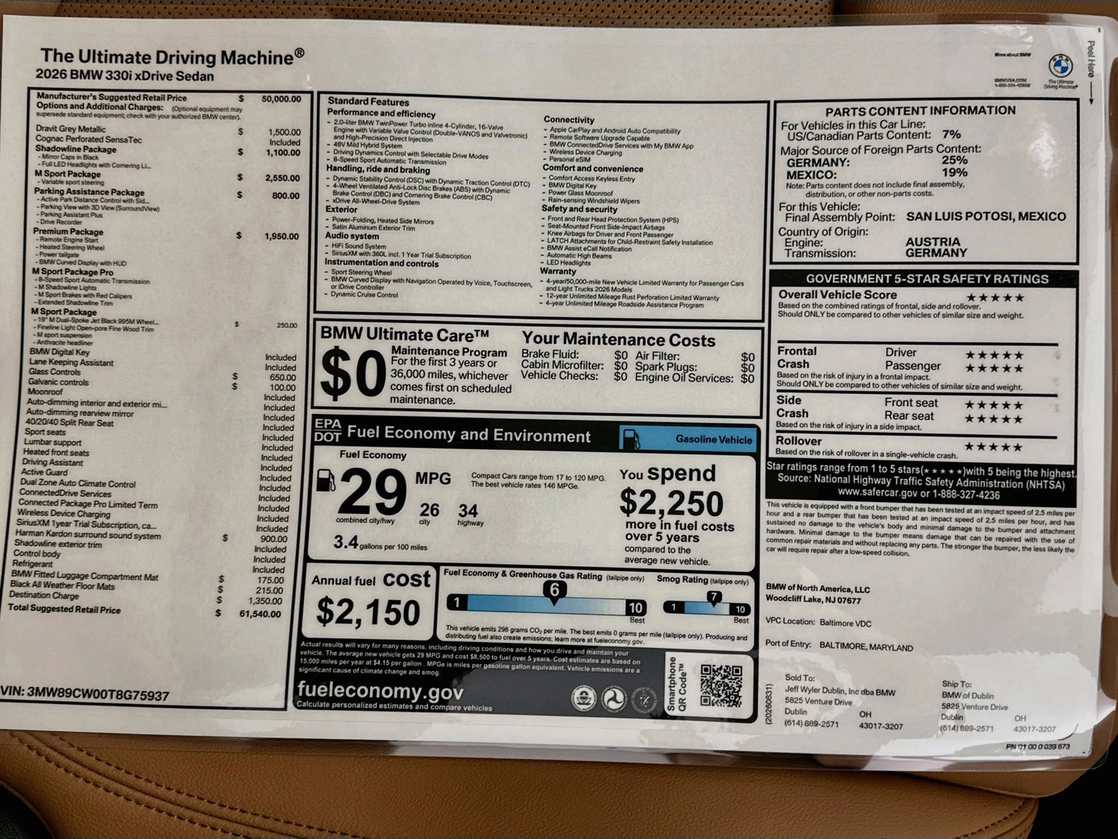New 2026 BMW 330i xDrive Sedan w/ M Sport Package AWD/4WD image 48