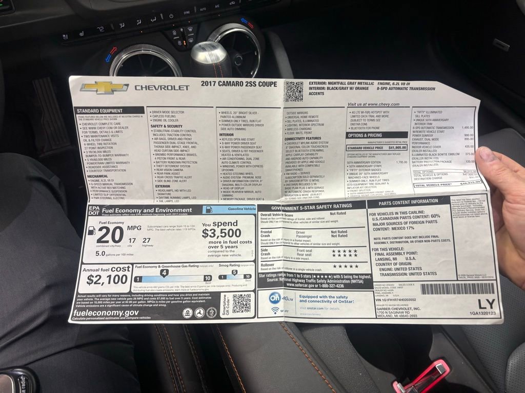 Used 2017 Chevrolet Camaro SS w/ 50th Anniversary Edition image 56