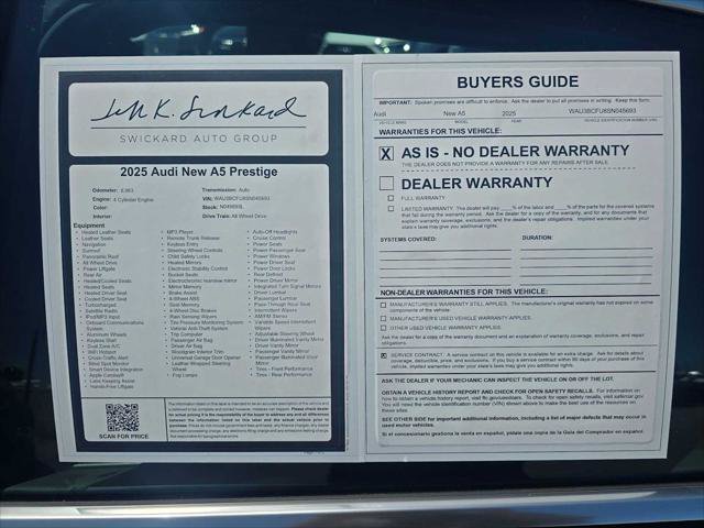 Used 2025 Audi A5 2.0T Prestige w/ 19" Wheel Package AWD/4WD image 16