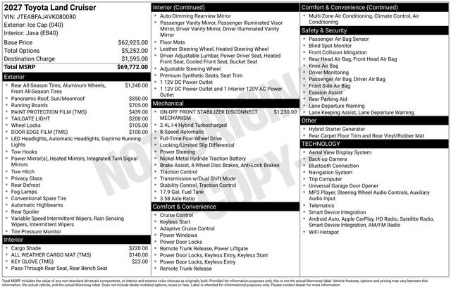 New 2027 Toyota Land Cruiser AWD/4WD image 1
