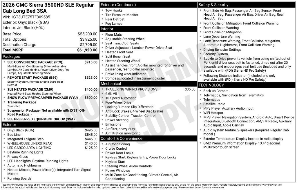 New 2026 GMC Sierra 3500 SLE w/ SLE Convenience Package AWD/4WD image 4