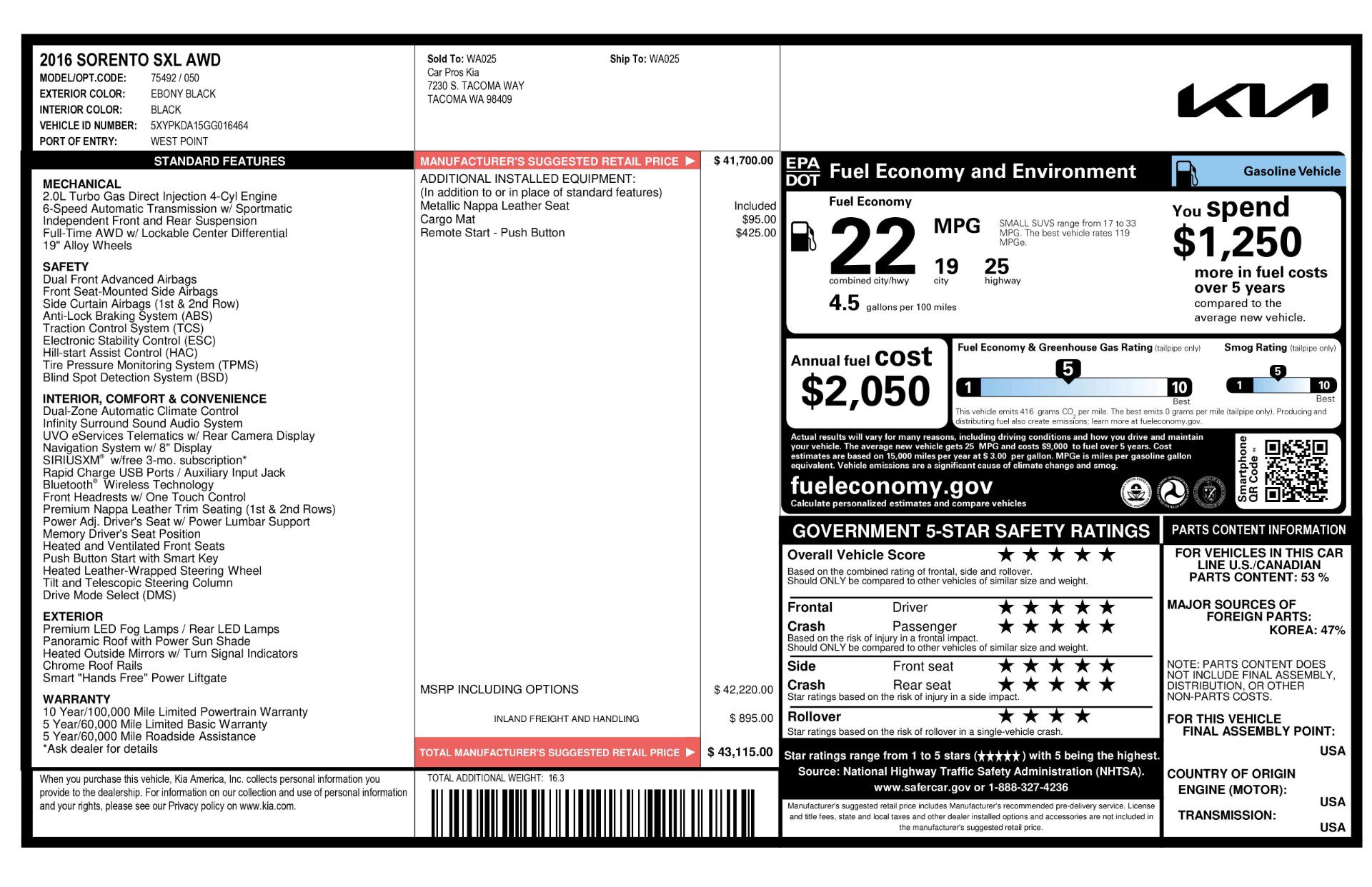 Used 2016 Kia Sorento SX image 11