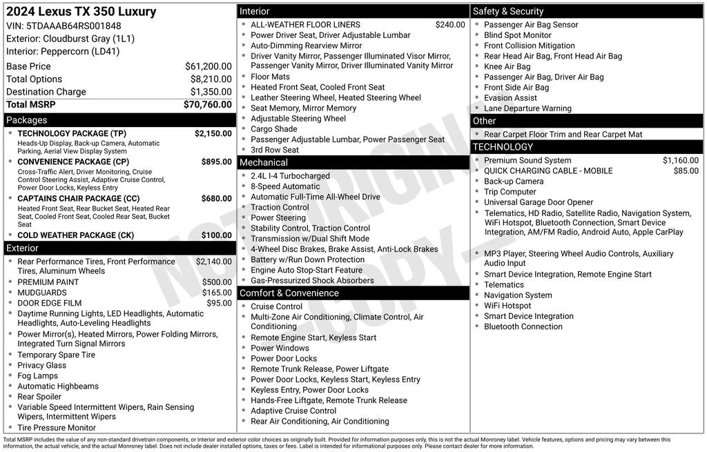 Used 2024 Lexus TX 350 AWD w/ Technology Package image 2