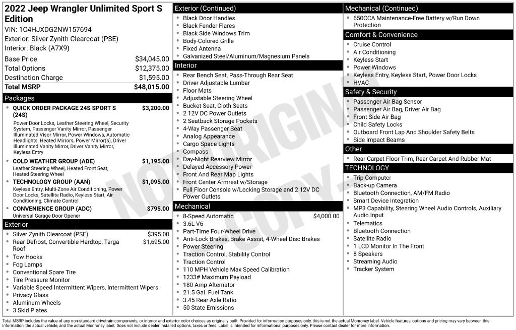 Used 2022 Jeep Wrangler Unlimited Sport AWD/4WD image 10
