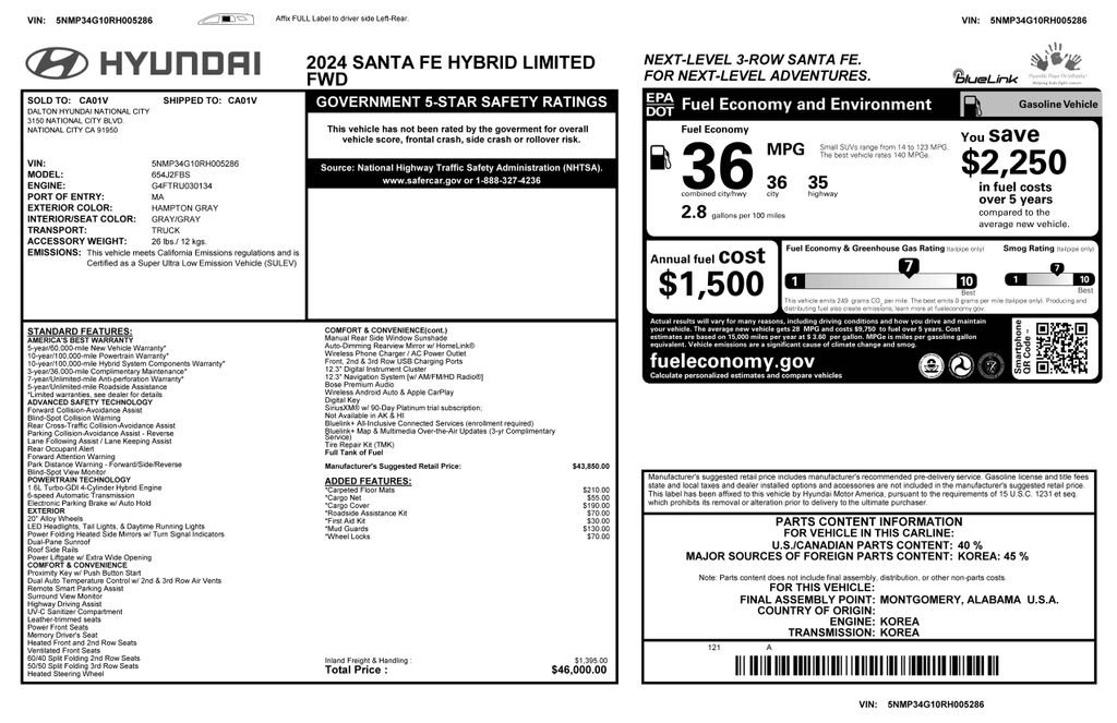 Used 2024 Hyundai Santa Fe Limited image 2