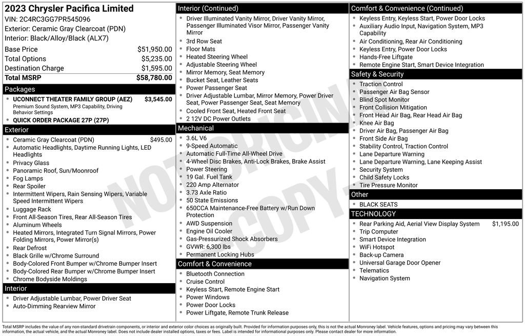 Used 2023 Chrysler Pacifica Limited w/ Uconnect Theater Family Group AWD/4WD image 15