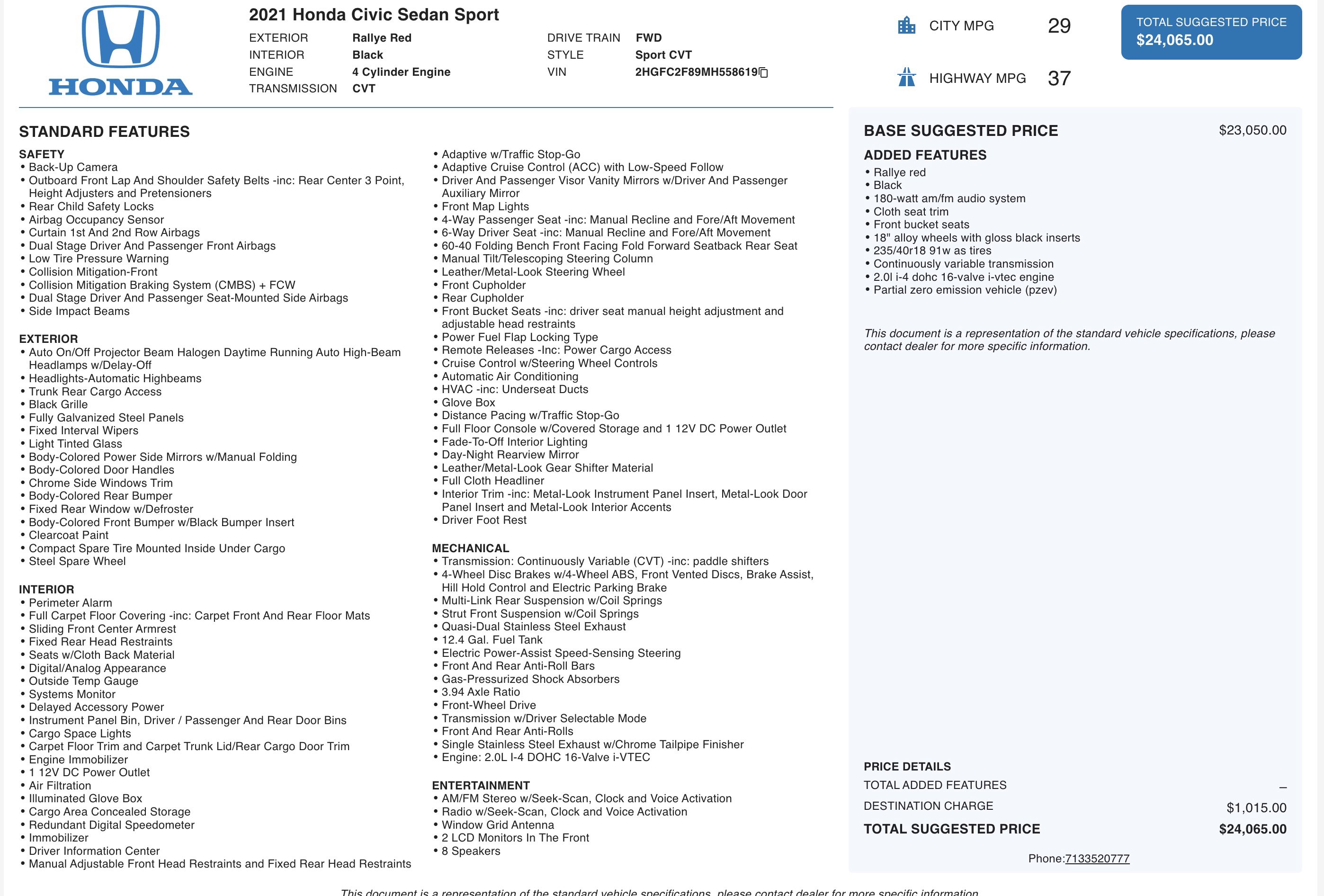 Used 2021 Honda Civic Sport image 4