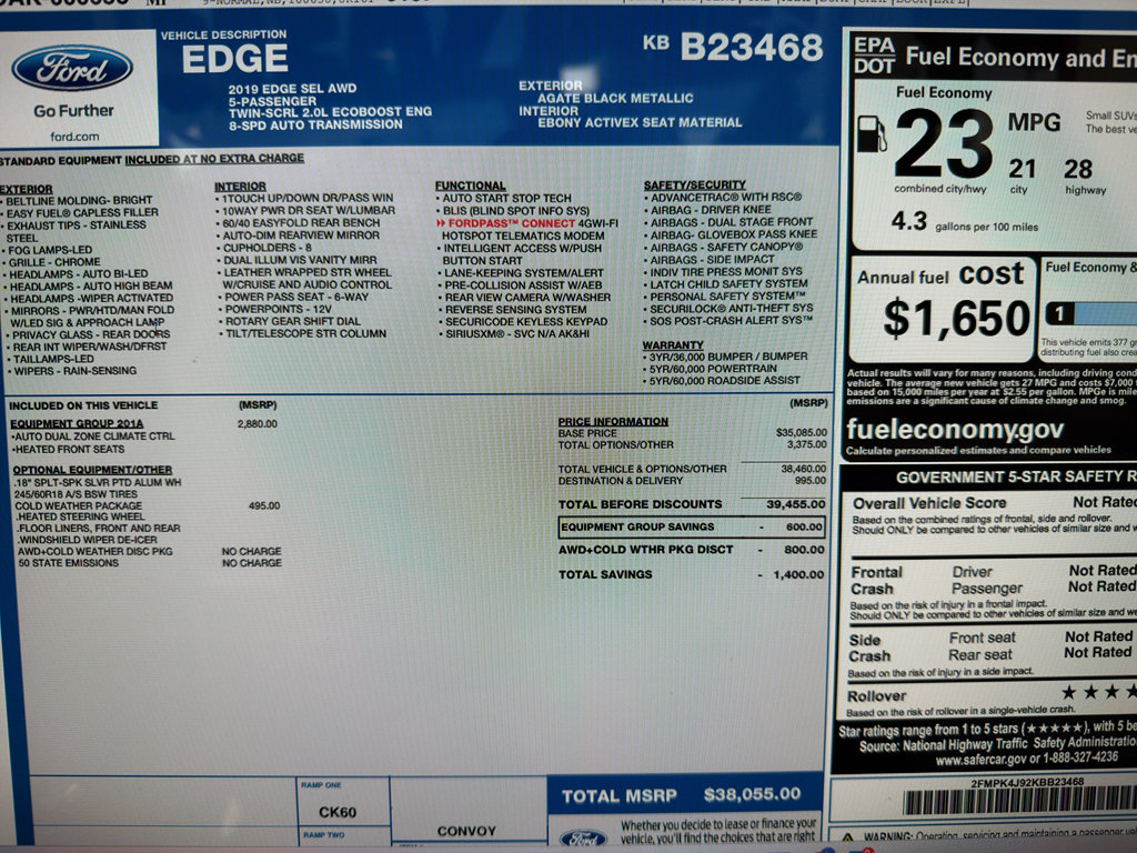 Used 2019 Ford Edge SEL w/ Equipment Group 201A AWD/4WD image 21