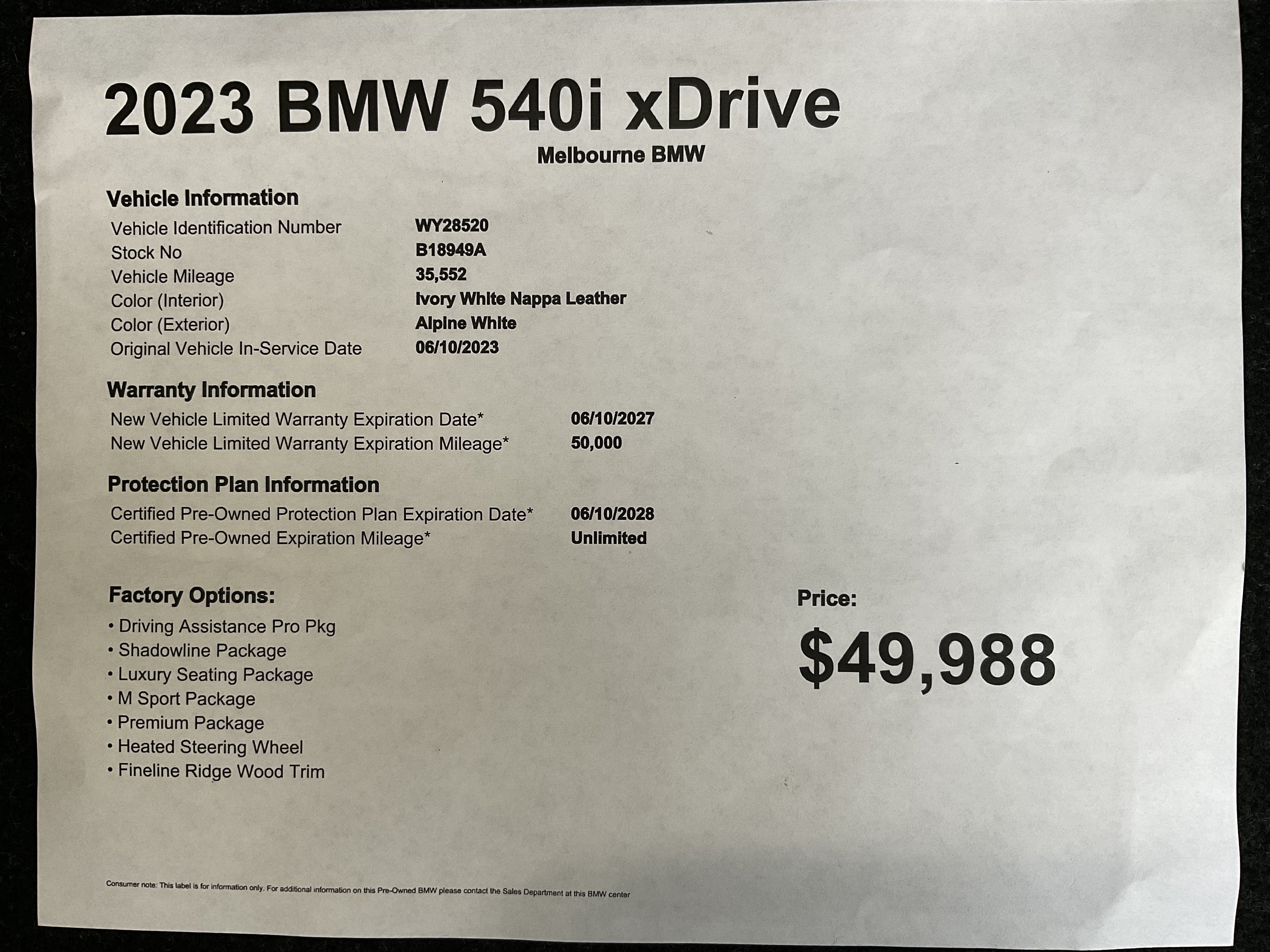 Certified 2023 BMW 540i xDrive w/ M Sport Package AWD/4WD image 34