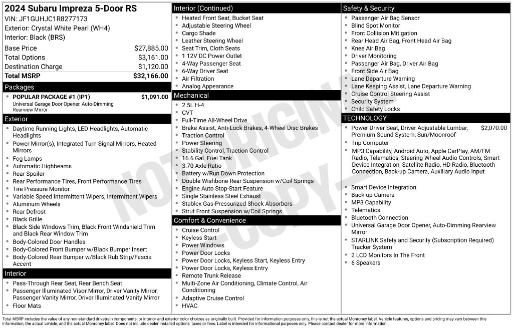 Certified 2024 Subaru Impreza RS w/ Popular Package #1 AWD/4WD image 8