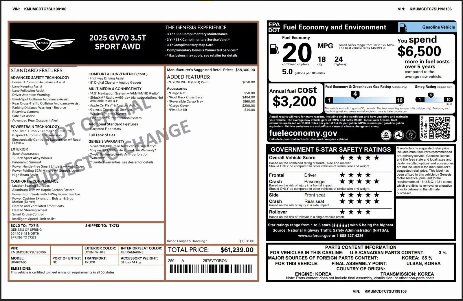 Certified 2025 Genesis GV70 3.5T Sport image 3