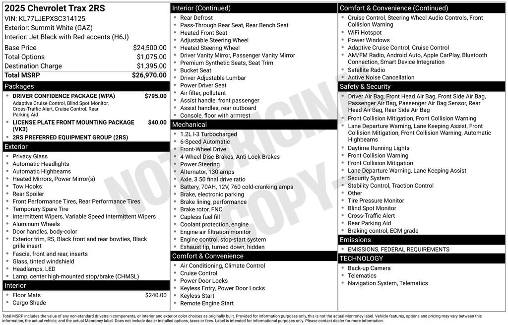 New 2025 Chevrolet Trax RS w/ Driver Confidence Package image 2
