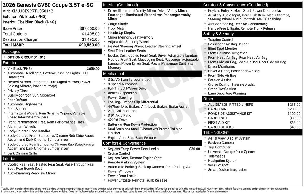 New 2026 Genesis GV80 3.5T e-SC AWD/4WD image 8