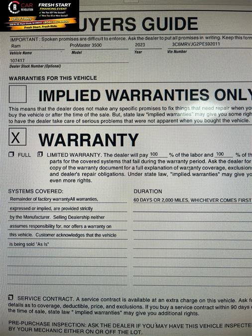 Used 2023 RAM ProMaster 3500 w/ Driver Convenience Group image 7