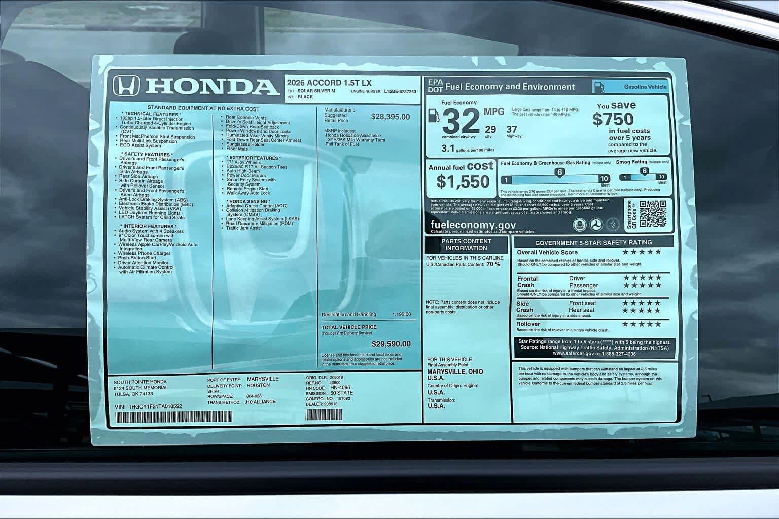 New 2026 Honda Accord LX image 22