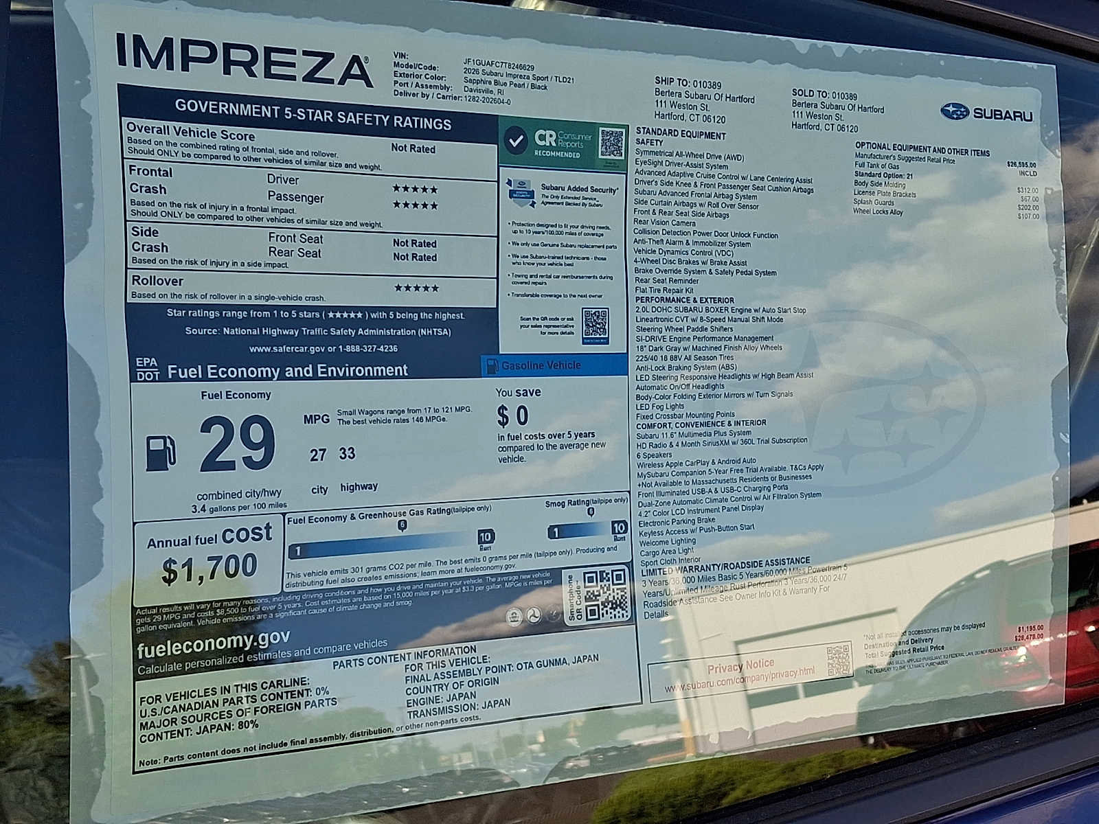 New 2026 Subaru Impreza 2.0i Sport AWD/4WD image 11