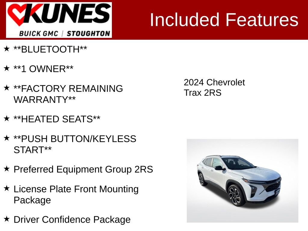 Used 2024 Chevrolet Trax RS w/ Sunroof Package FWD image 3