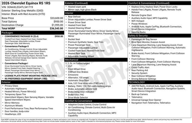 New 2026 Chevrolet Equinox RS w/ Convenience Package III FWD image 27