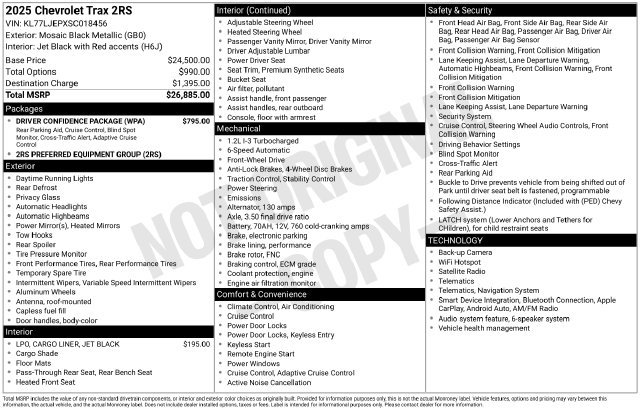 Used 2025 Chevrolet Trax RS w/ Driver Confidence Package FWD image 20