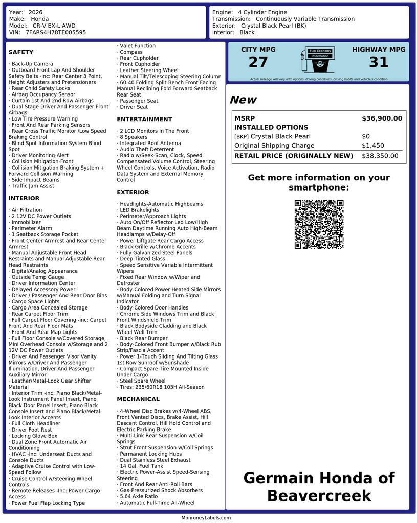 Certified 2026 Honda CR-V EX-L image 30
