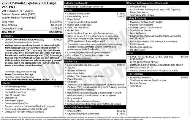 Used 2023 Chevrolet Express 2500 Extended w/ Driver Convenience Package RWD image 7